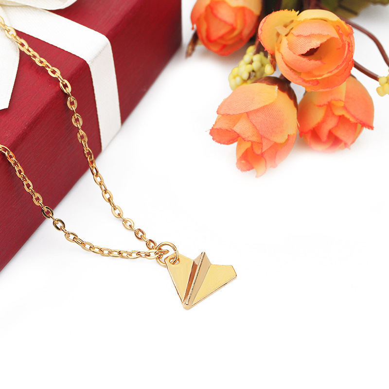 Fashion Origami Airplane Pendant Necklace Clavicle Chain Letters One Direction Paper Airplane Necklace display picture 2
