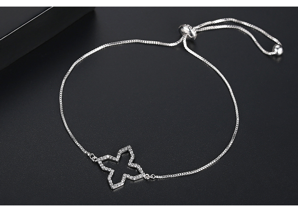 Jinse Lumière Bracelet Japonais Et Coréen Simple Réglable Bracelet Croix Femelle Cuivre Incrusté De Zirconium Pull-out Bracelet Cadeau display picture 2