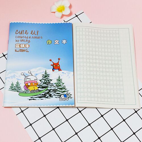 Wholesale A5 Blue Snail Exercise Book English Composition Text Primary School Student Workbook Cartoon Blue Snail Soft Copy