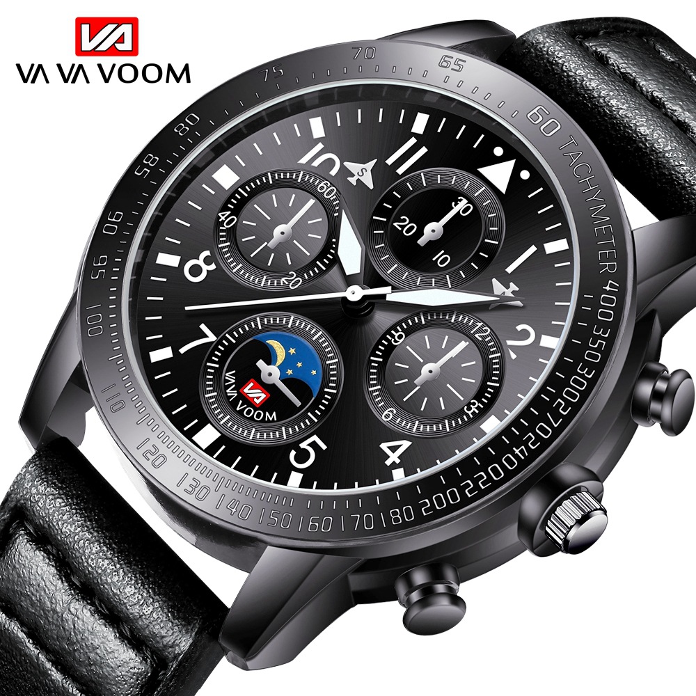 Men's Pilot Sports Authorization Multi-Function Watrproof Watch Wind Speed Measuring Fashion Watch Belt Watch_voghion.com
