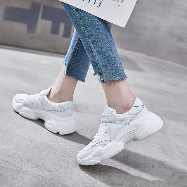 Giày cũ nữ phiên bản Hàn Quốc của Harajuku ulzzang mùa thu 2019 Giày da mới nhỏ màu trắng Giày thể thao nữ Giày thể thao nữ