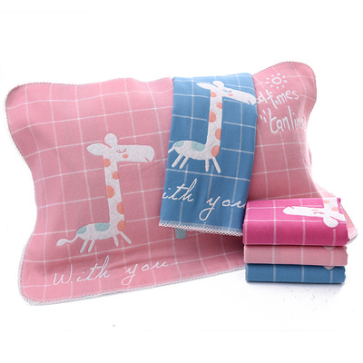 纯棉三层纱布枕巾儿童蕾丝花边学生卡通枕头巾全棉防滑40*60cm|ms