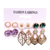 Earrings, set, suitable for import, flowered, 6 pair, wholesale