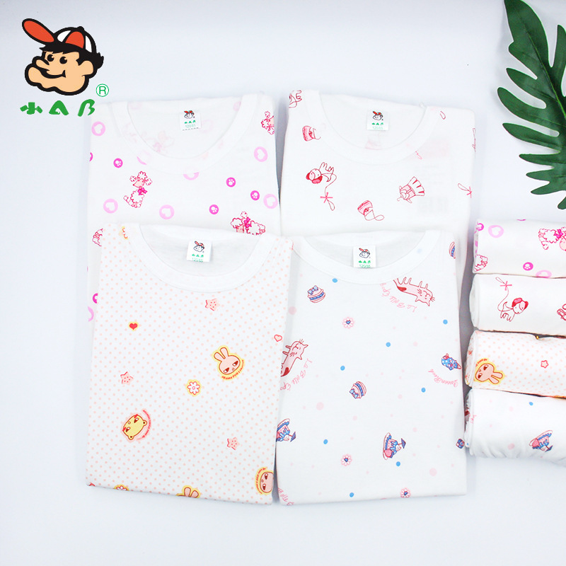 Genuine AB Underwear for Children and Girls Students Crewneck Thin Cotton Autumn Clothes and Trousers Underwear Set 3800/T380