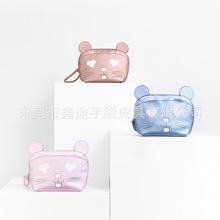 日韩风印花pu化妆包定做 小号可爱卡通老鼠收纳包 自带隐式化妆镜