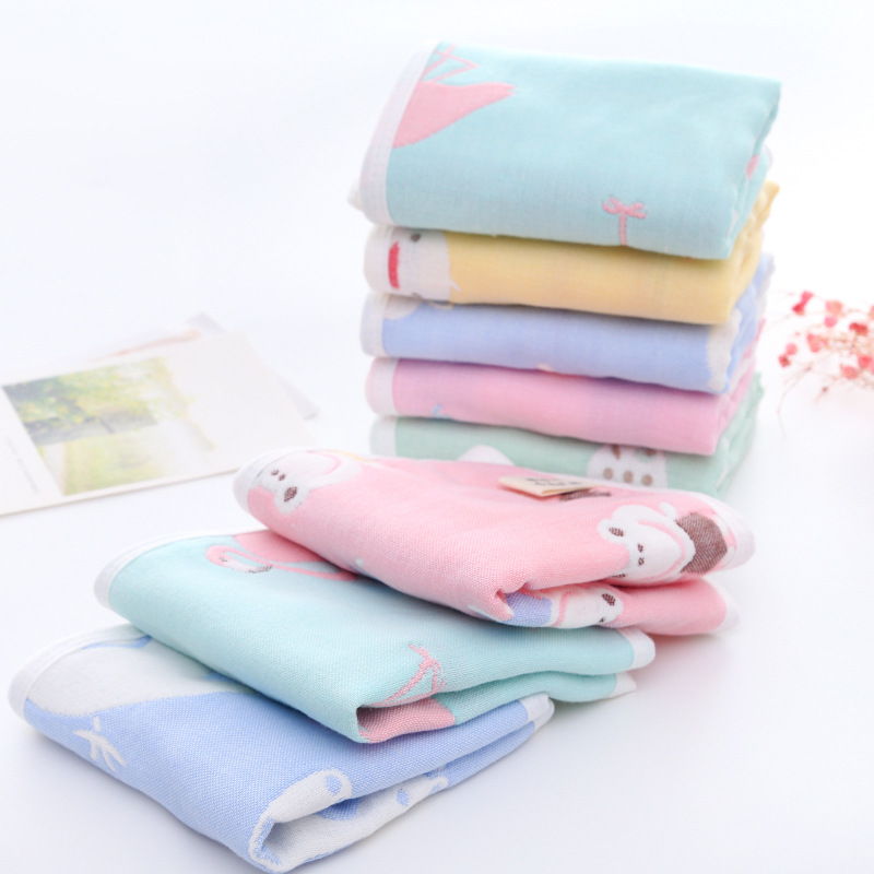 【酷丫丫】六层纯棉方巾包边25*25CM幼儿园儿童口水巾 去污擦手巾