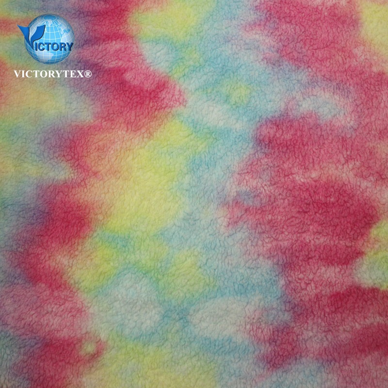 外套浴袍睡衣面料针织纬编单面手工吊染扎染羊羔绒舒棉绒梳棉绒布