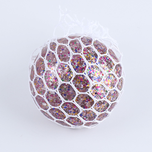 Creative New Model 6.0 Street Stall Stress-Relief Toy, Hand-Powered Gold Powder Colorful Bead Water Ball Stress Ball Grape Ball