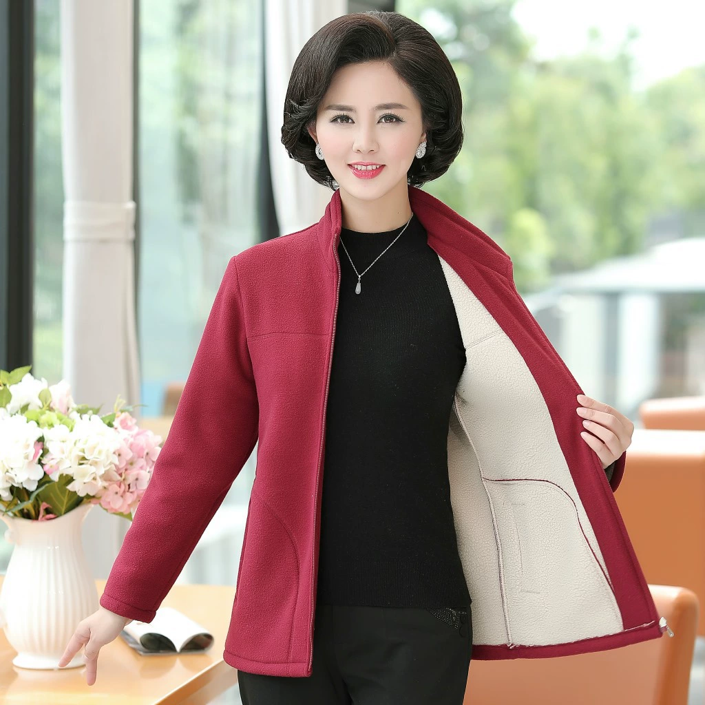 Женский Топ среднего и пожилого возраста, новое весенне-осеннее пальто, флисовый кардиган для матери, флисовый женский свитер с длинным рукавом