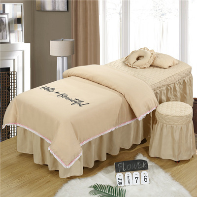 cosmetology Bedspread Four piece suit lace Brushed Embroidery Beauty Bedspread Bed skirt Massage Table size