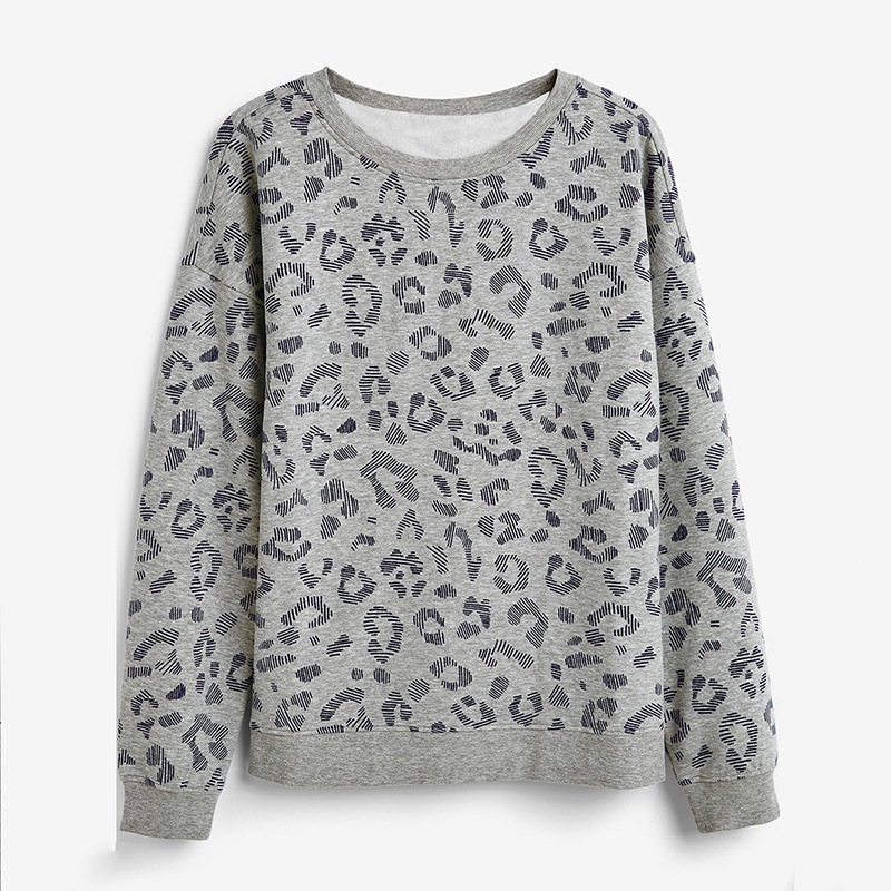 Round Neck Long Sleeve Printed Knitted T-Shirt NSGE38889