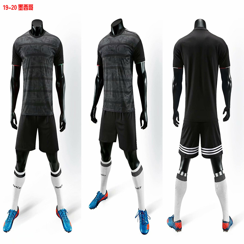厂家直销定制新款亲子空版足球服套装 印字印号19-20墨西哥训练服