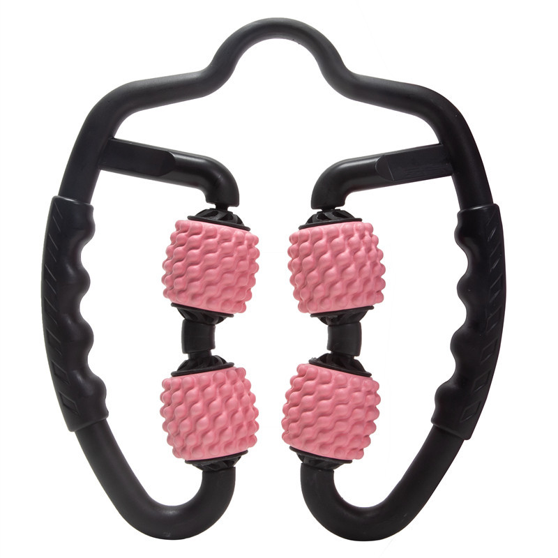 Masajeador de anillo Yoga rodillo de masaje de 4 ruedas muslo relajación muscular masaje de espuma palo clip de pierna masajeador