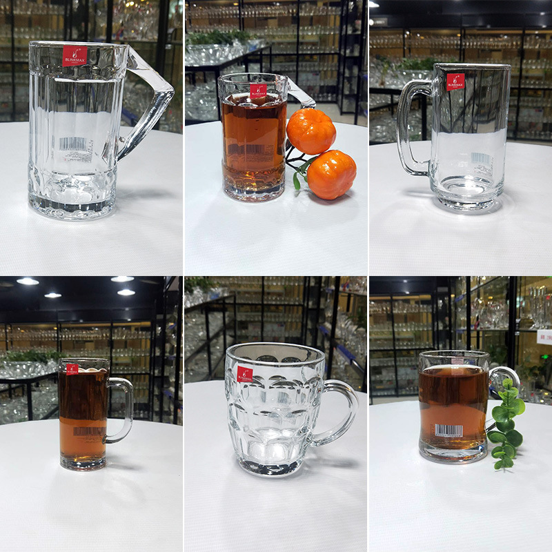 【厂家批发】重庆杰卡丽尊无铅玻璃带手柄中等容量茶杯水杯啤酒杯|ru