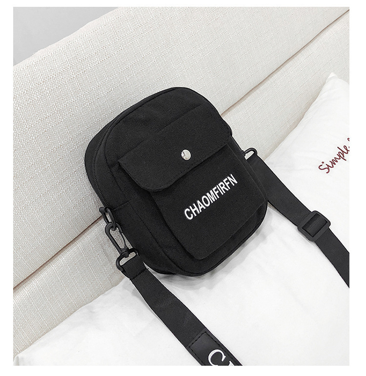 255g Weight Polyester Lining Material Zipper Closure Type Single Shoulder Strap Strap Type Phone Wallet Bags Type Casual, Sports Occasion Canvas Material Letter Pattern All Seasons Season Unisex Gender Vintage Style Style Square Shape White, Yellow, Black Color Small Size New Trendy Fashion Retro Shoulder Bag 4