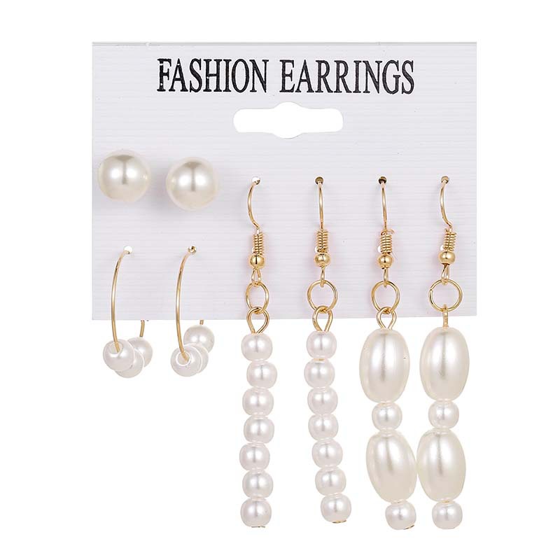 Women's Simple Pearl Earrings Four-piece Suit display picture 1