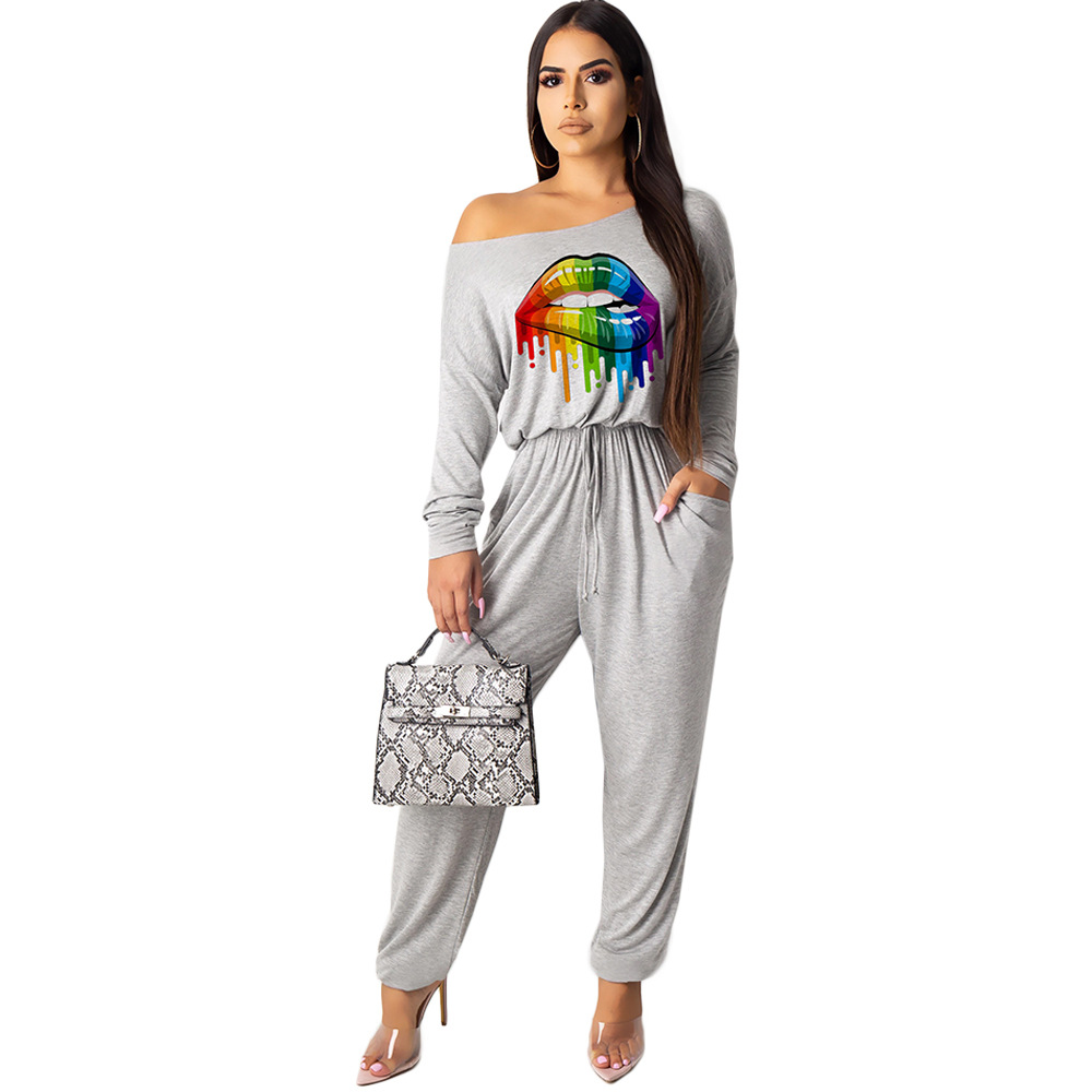 casual tongue printing multicolor jumpsuit Nihaostyles wholesale clothing vendor NSMDJ75090