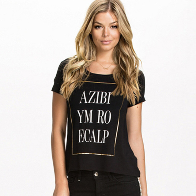 European and American Fashion Sports Letter Stamped T-shirt 