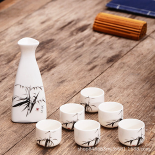 酒杯套装家用陶瓷酒具白酒杯古分酒器清酒壶青瓷小酒盅logo定 制-阿里巴巴