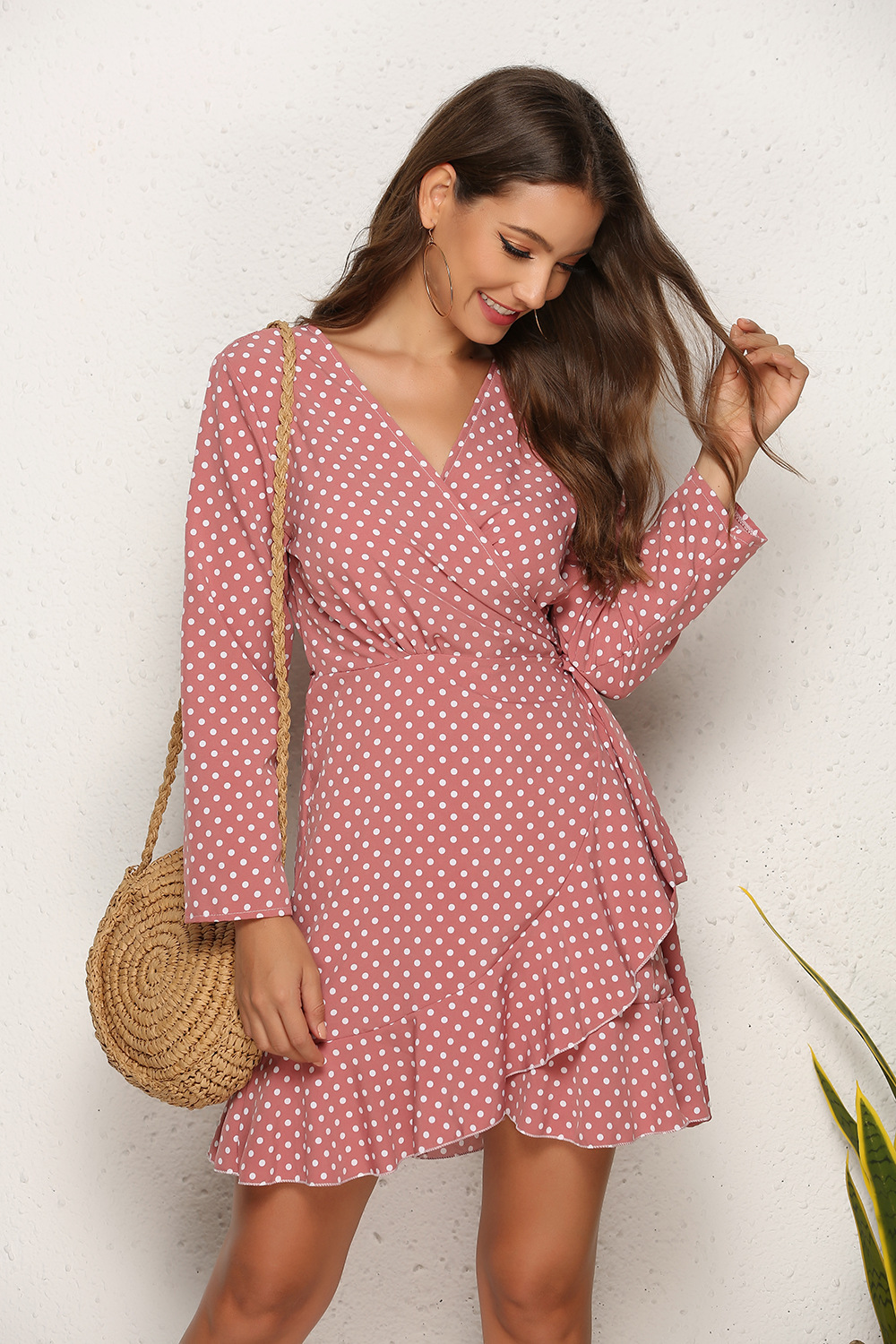 Popular Sexy Polka Dot Ruffled Irregular Asymmetric Autumn Clothing Dress 6 Popular Sexy Polka Dot Ruffled Irregular Asymmetric Autumn Clothing Dress