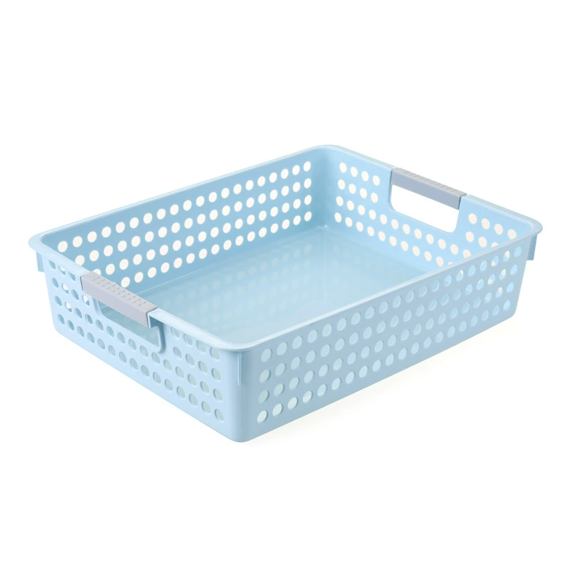 Rectangular plastic storage system, table storage basket