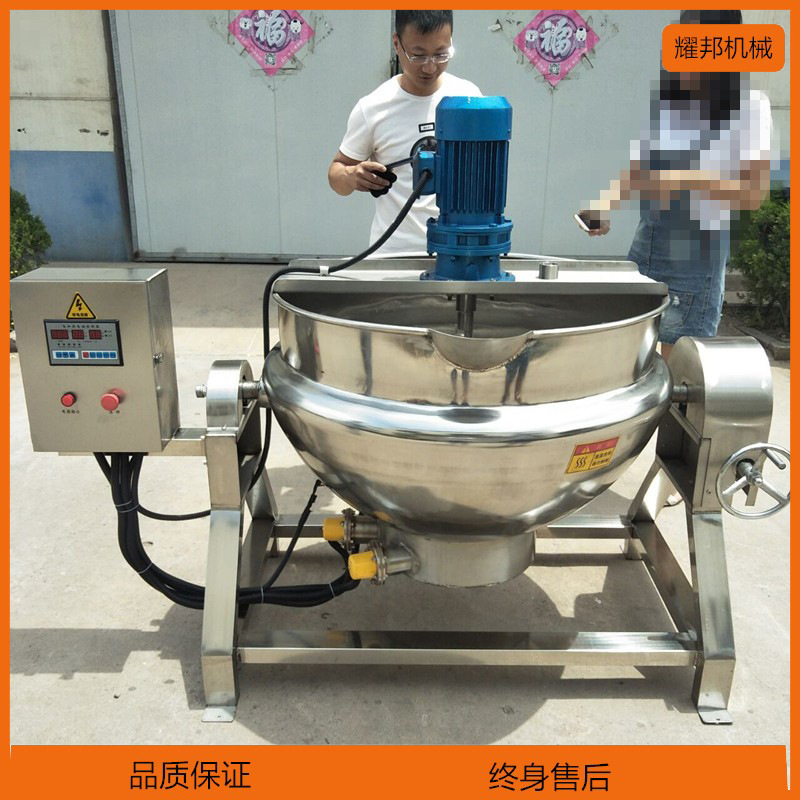 猪油熬制锅 不锈钢恒温夹层锅 不锈钢自动搅拌可倾式大型果酱炒机