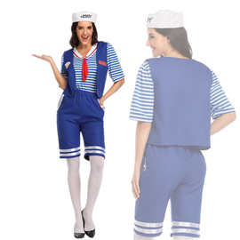 万圣节服装 怪奇物语3 cosplay 冰淇淋店员服学生装 成人女款