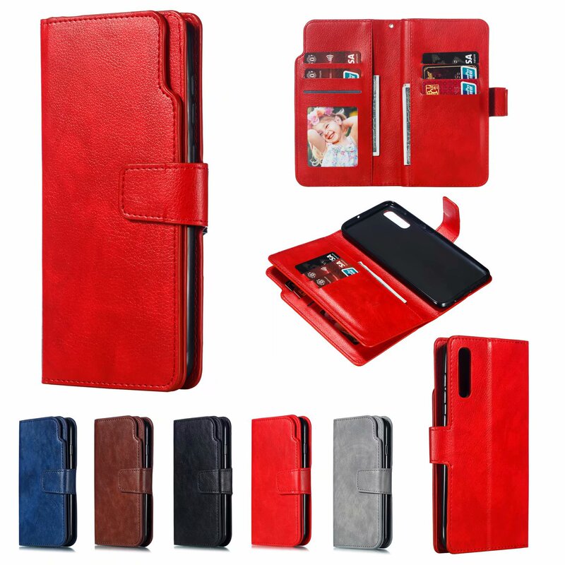 Suitable for Samsung A70 Crazy Horse Pattern Leather Case s10 Nine Card Photo Frame Card Wallet Holder Multifunctional A50 Case