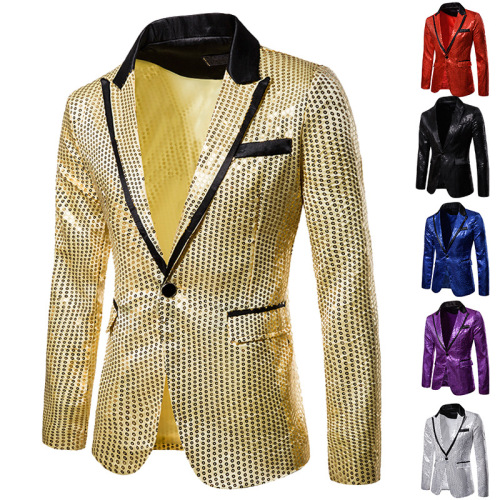 men's jazz performance suit blazers groomsmen jacket Men's western bright film performance dress West nightclub male MC studio coat suit 