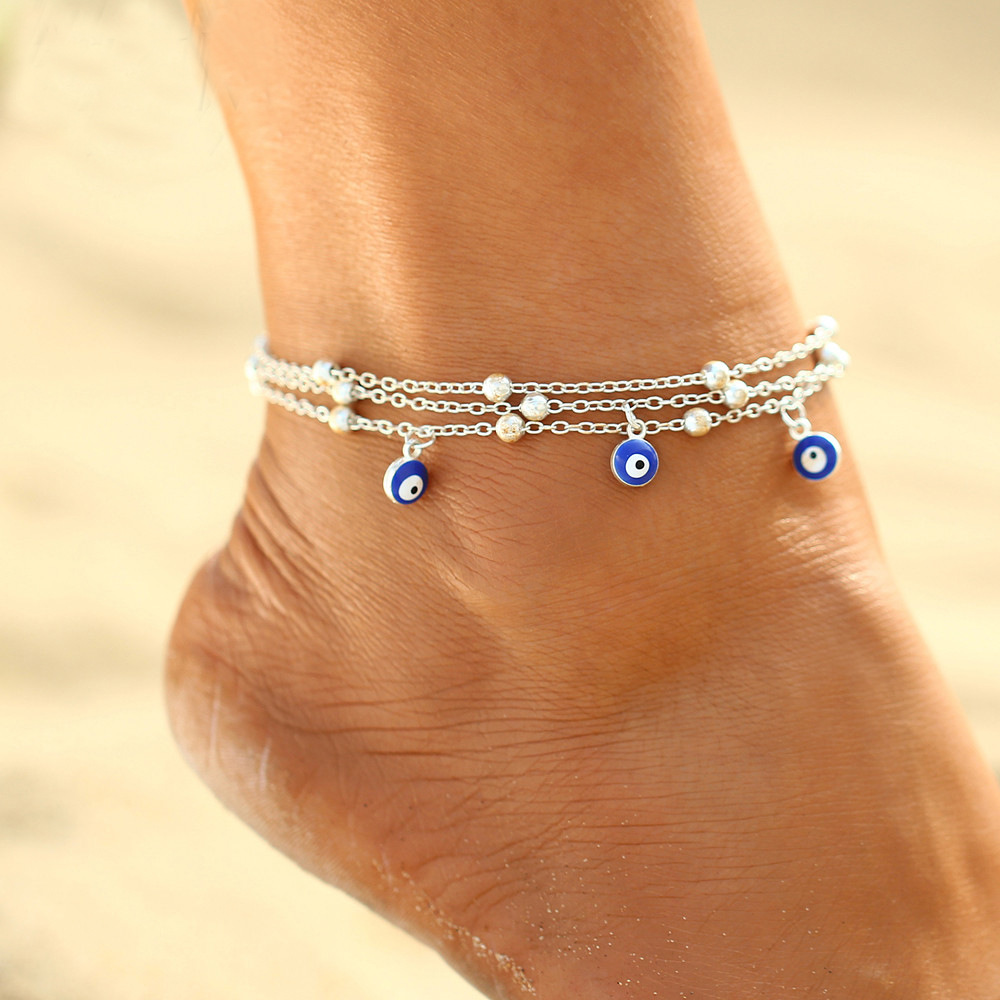 European And American Bohemian Summer Turkish Blue Eye Pendant Jewelry Bead Chain Beach Chain Anklet