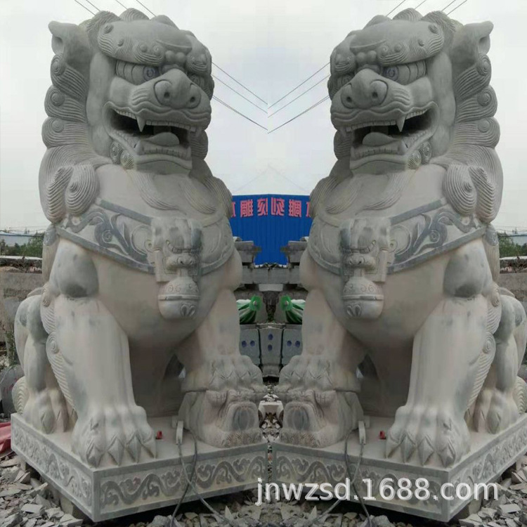 济宁石雕北京狮图片 石头造非洲狮哪里有 石质港币狮价格