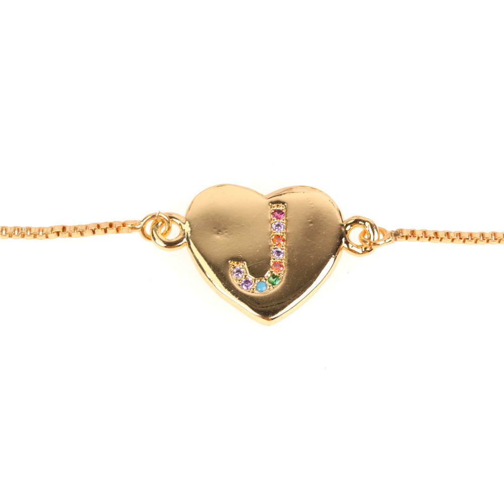 Jewelry Gift Love Peach Heart Bracelet Women's 26 Letter Color Zircon Pull Bracelet display picture 2