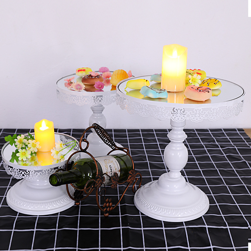 创意圆形茶点盘蛋糕盒家用酒店蛋糕盘日式干果高脚水果零食点心盘