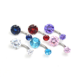 new double-headed round zircon navel ring human body puncture stainless steel student navel nail
