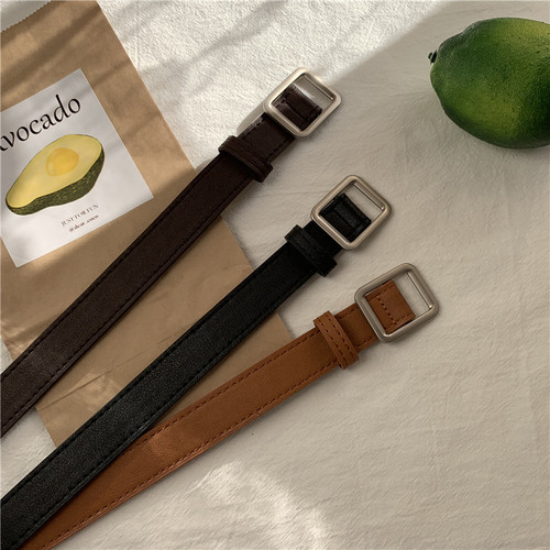 Wholesale retro belt for men and women, versatile non-hole belt adjustment, jeans ins style black belt