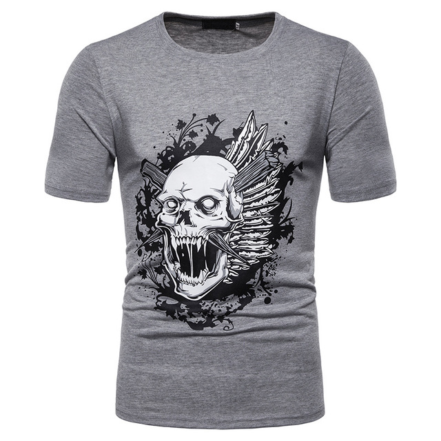 Short-sleeved T-shirt Chest Fashion Speed Racing Skull Printing    