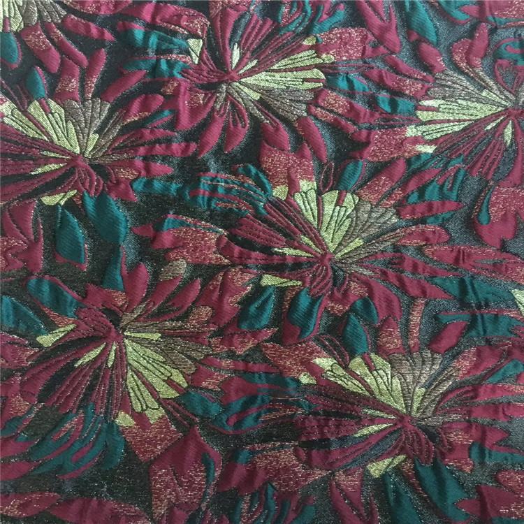 多彩菊花图案梭织色织提花布面料适用于适用于服装装饰沙发服装