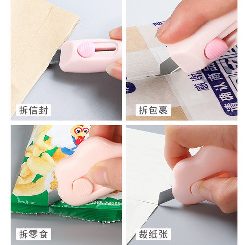 Mini portable small utility knife, compact express package opener, multi-functional cartoon paper cutting hand scissors