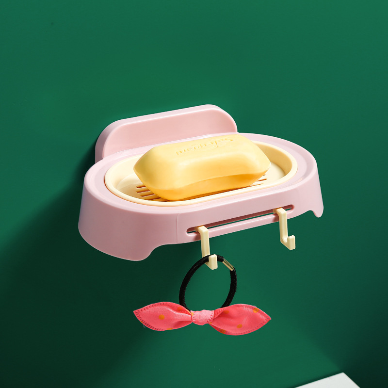 Bathroom Soap Box Storage Rack Without Punching And Traceless Suction Cup Wall Hanging Creative Bathroom Household Drain Soap Rack