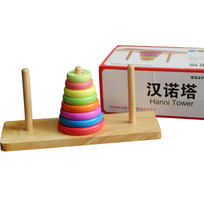 Tower of Hanoi Santa Expand train equipment woodiness colour Paint environmental protection Smell Puzzle adult activity Teaching aids