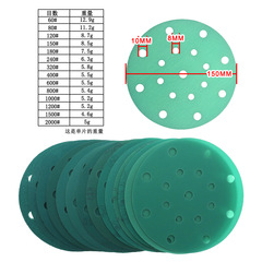 Foreign trade supply source: 6-inch 17-hole polyester film green sandpaper velvet sandpaper grinding back velvet disc green sandpaper sheet