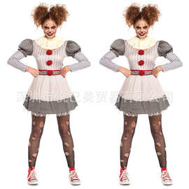 分码新款万圣节服装 电影小丑回魂cos服成人女扮演佩尼怀斯表演服