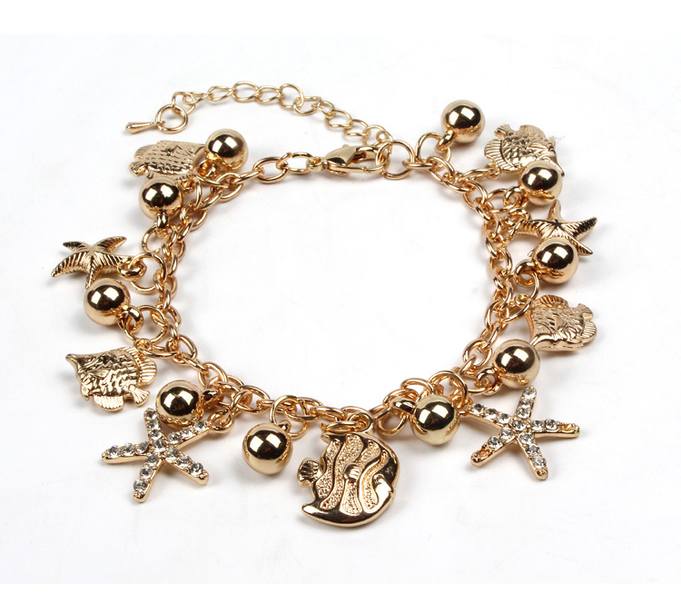 22g Weight Artificial Gemstones Inlay Material Bracelets Classification Business, Travel Occasion Alloy Material Animal Insect Fashion Golden Heart O-shaped Crystal Diy Retro Alloy Bracelet