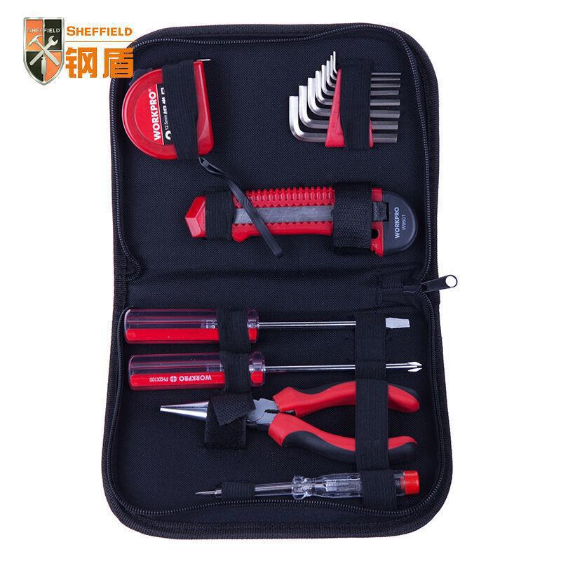 SHEFFIELD/钢盾14件套工具组套拉链包工具组套钳子扳手卷尺W1214