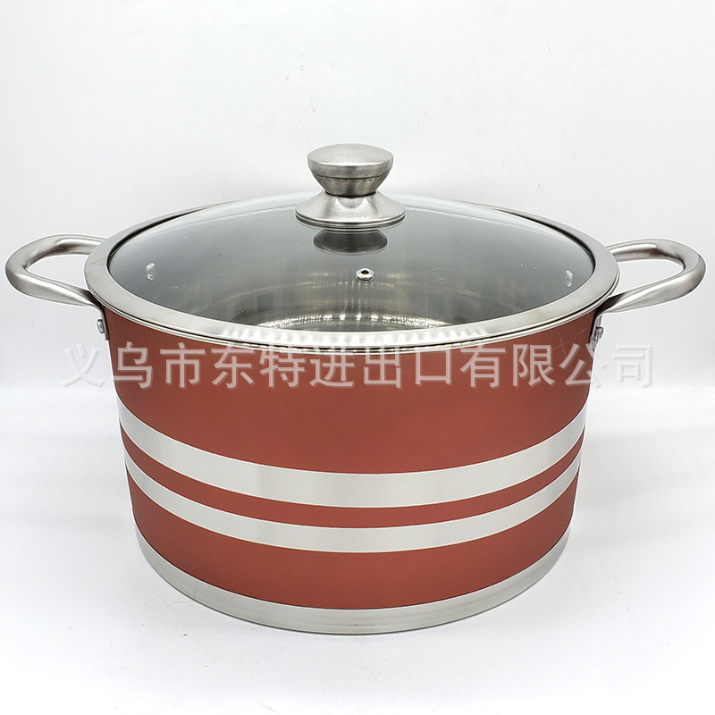 Factory direct sales of stainless steel soup POTS, color frosted right-angle POTS, 28-32 large capacity soup POTS, gift sets of soup POTS detail image 6