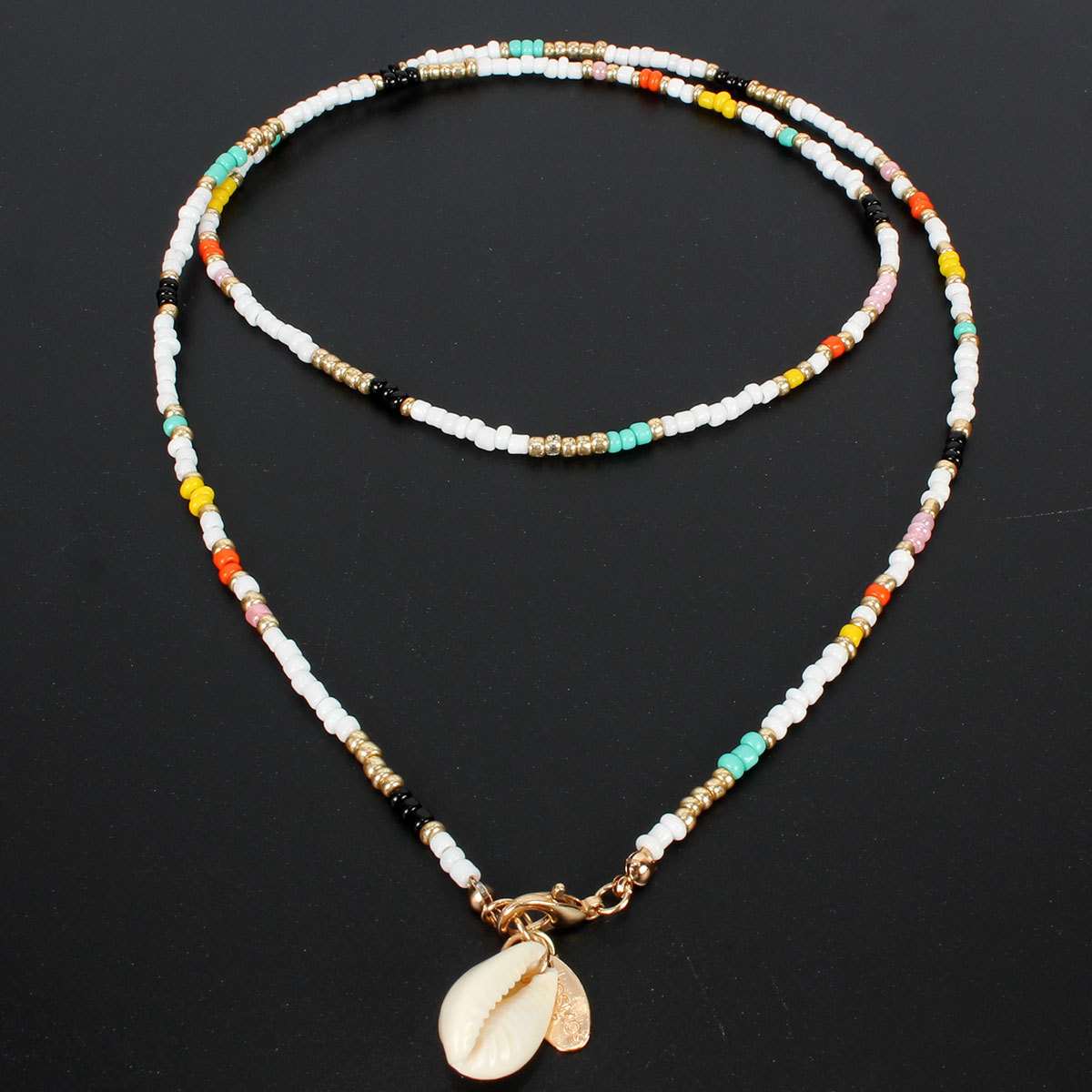 Hot Items Women's Boho Colorful Rice Beads Necklace Shell Necklace Women display picture 4