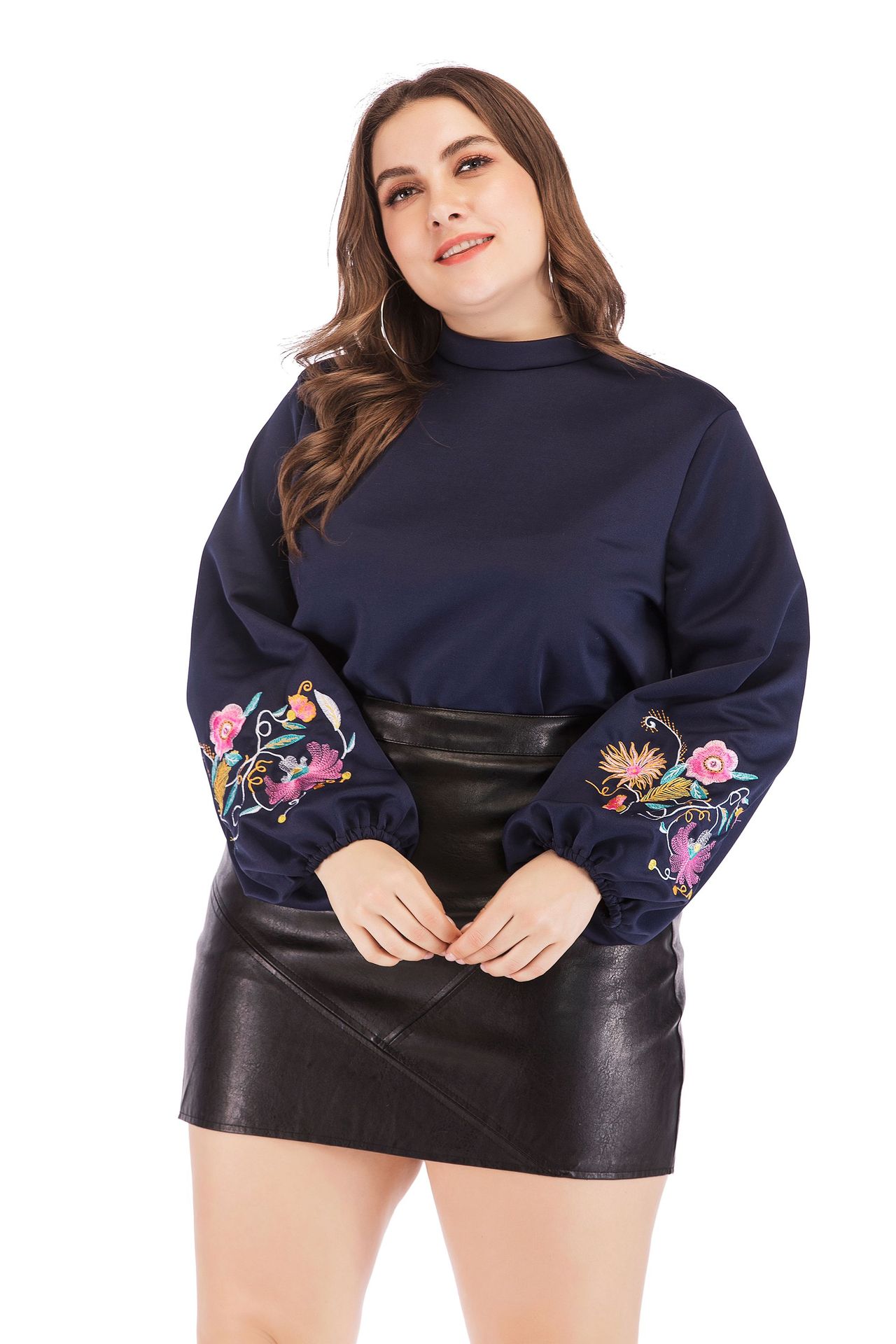 Embroidered Floral Sleeve T-Shirt