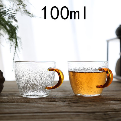 日式锤纹茶杯带把品茗杯个人杯小酒杯果酒杯二两杯功夫茶杯茶具