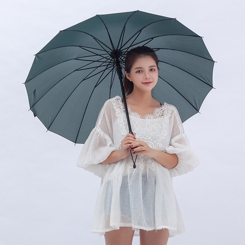 Creative 16-bone impact cloth rainbow umbrella, long-handled straight pole plain automatic umbrella, advertising umbrella printed LOGO manufacturer