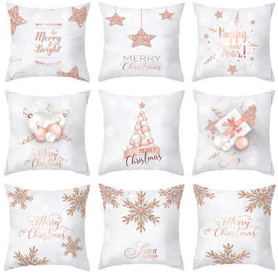 18'' Cushion Cover Pillow Case Pink Gold Christmas peach skin Plush Pillow Cover